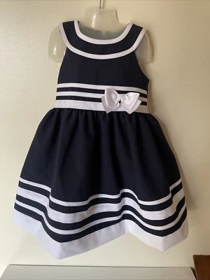 Vestido Marinero Náutico Bonnie Jean Exclusivo Para Niña Azul Marino Talla 3t Foto 1 de 4