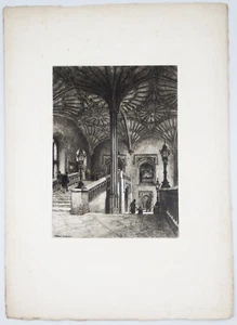 A L Brunet-Debaines 1879 The Staircase of Christ Church, Oxford. Antique Etching - Picture 1 of 3