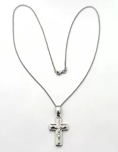 UNISEX CROSS & CHAIN 18K WG, 6.9 GR, ITALY, APPR. RETAIL USD $1,300+TAX - Picture 1 of 12