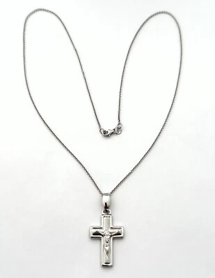 CROSS & CHAIN UNISEX 18K WG, 6,9 GR, ITALIA, APROX. USD AL POR MENOR $1,800 + IMPUESTOS Foto 1 de 4