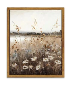 KBKBART Vintage Wall Art Framed, Retro Countryside Autumn Wildflower Field La... - Imagen 1 de 7