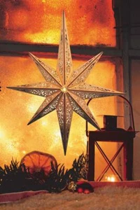 LED Holzstern Fernbedienung 10 LED Fenster-Weihnachts-Deko-Stern 52cm Ornament - Bild 1 von 2
