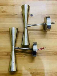 Mid Century Brass Italian Diabolo Wall Sconce 1950'S Light Pair Bulb Fixture - Picture 1 of 7