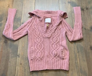 American Eagle Women's Pink Knit Collared Pullover Sweater Rabbit Hair/Wool Sz:M - Picture 1 of 6