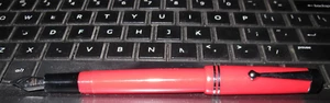 Click Aristocrat fountain pen fine F nib Chrome trim ct F vintage look red - Picture 1 of 2