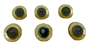 Lot 6 Vintage Plastic Transparent Yellow and Metal Spiral Buttons - Picture 1 of 6