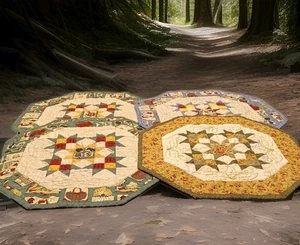 4 Sechseck gesteppte Tischplatte oder Tischsets Baumwolle verschiedene Größen wendbar - Bild 1 von 14