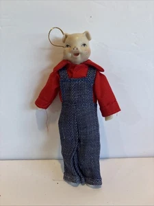 Adorno de árbol de Navidad vintage primitivo Country Pa’ Christmas Pig 6” - Imagen 1 de 6