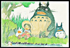 Totoro PC From 1976 ORIG IMAGE BOARD ART "MEI SINGING WITH THE FROGS..." FRAMED - Picture 1 of 8