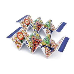 Taco Holder Stands, 9.25" Large Melamine Taco Serving Rack Tray with Handle, ... - Picture 1 of 7