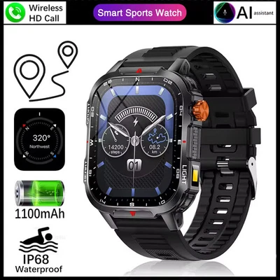 2025 Military Smart Watch (Call Receive/Dial) Fitness Tracker 1100mAh Waterproof - Image 1 of 4
