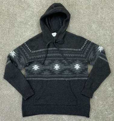 Suéter masculino American Eagle Outfitter cinza médio asteca Natal com capuz PESADO - Imagem 1 de 4