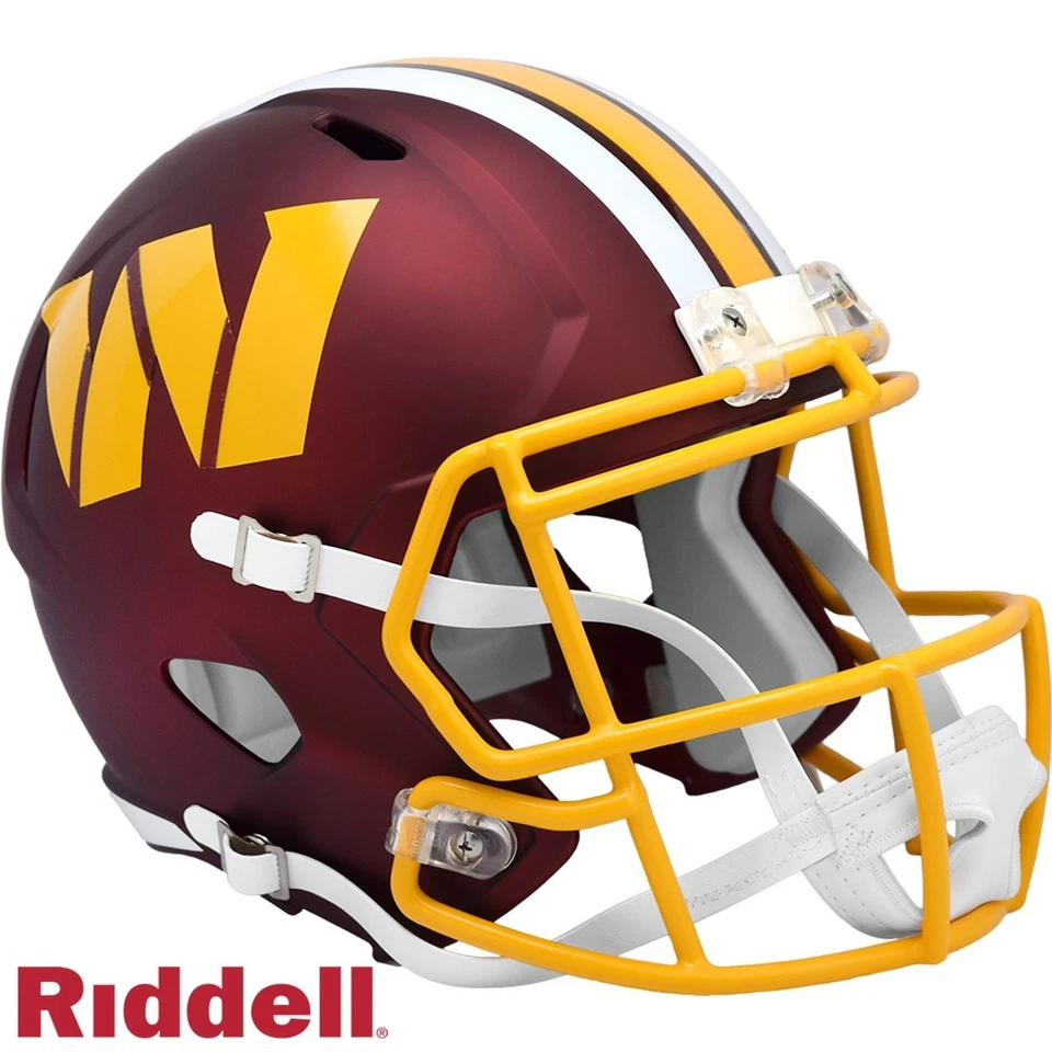 ¡CASCO DE FÚTBOL AMERICANO RÉPLICA DE VELOCIDAD TAMAÑO COMPLETO DE LOS WASHINGTON COMMANDERS ON-FIELD NFL! Foto 1 de 1