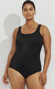 NEW LANDS END Women's Plus Size 22W Tummy Control Tugless Black Swimsuit NWT 1PC - Picture 1 of 9