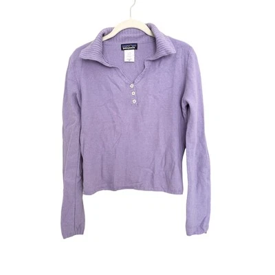 Винтажный кашемировый пуловер Patagonia свитер размер средний, лавандовый воротник Henley - Изображение 1 из 3