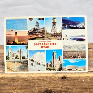 Vintage Salt Lake City Utah Souvenir Postcard Greetings Dexter Press - Picture 1 of 3