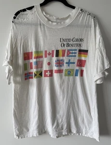 Camiseta Suave Thrashy Banderas Del Mundo Banderas Unidos Colores De Benetton Años 90 DE COLECCIÓN-L - Imagen 1 de 5