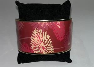 Avon Pink Hope Floral Hinged Cuff Bracelet Breast Cancer Awareness Gold Tone - Picture 1 of 6