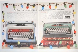 1962 Royal Typewriter Print Ad With Christmas Lights Around Advertisement - Picture 1 of 1