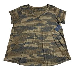 Lucky Brand Women’s T-Shirt Size 1X V-neck Camoflauge Tee Shirt Lightweight NWT - Picture 1 of 6