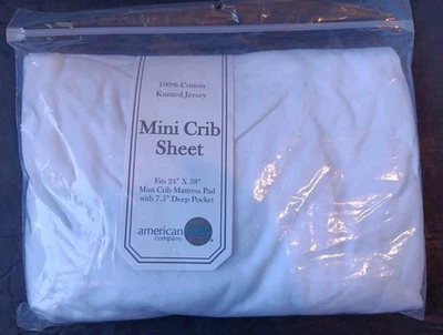 New American Baby 100% Cotton Mini Crib Sheet, 24 X 38, White, 7.5 Deep Pocket - Image 1 of 2