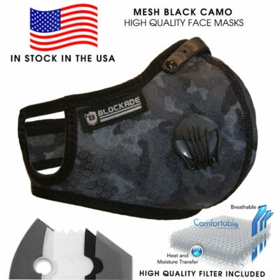 ✅ Motocross Mesh Fabric Mask W/  filter Size L / XL Black Camouflage USA Ship - Image 1 of 2