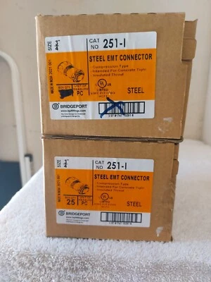 Conector de compresión Bridgeport 251-I 3/4" acero aislado 2- cajas de 25 Foto 1 de 2