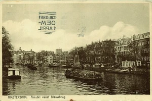 Postal Amstel from Blauwbrug Bridge Amsterdam Países Bajos 1933 - Imagen 1 de 2