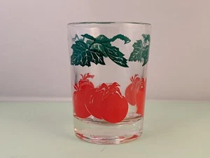Vintage Federal Tomato Juice Glass Retro Red & Green Vine Leaf MCM - Picture 1 of 7