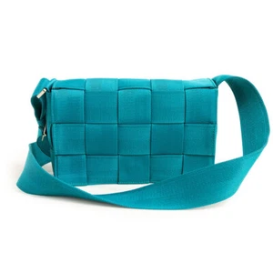 BOTTEGA VENETA Cassette Webbing Maxi Intrecciato Shoulder Bag, Turquoise 680513 - Picture 1 of 13