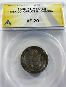 MEXICO Colonial Carlos and Juana Mo Silver Real ANACS VF 20 - Picture 1 of 4