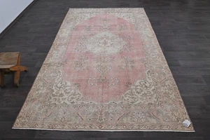 Oushak Türkisch Vintage Teppich 6x10 Kelim Rug Anatolisch Handarbeit Boho Dekor ROSA - Bild 1 von 10