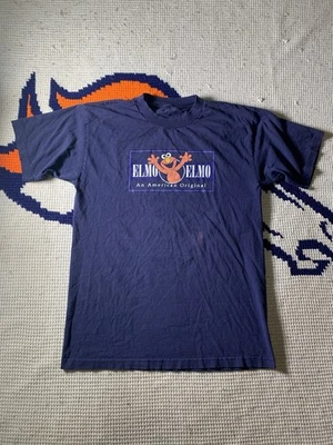 Camiseta Vintage Anos 90 Elmo Sesame Street Desenho Animado Ponto Único Azul Marinho Tamanho Médio!!! - Imagem 1 de 4