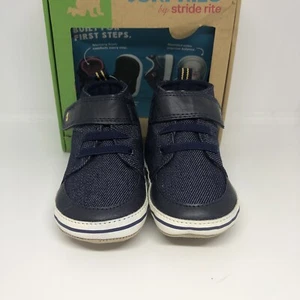 Baby Boys' Surprize by Stride Rite Chris Soft Sole High Top Sneakers 0-6m - Navy - Picture 1 of 18