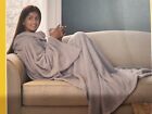 Silentnight 2 in 1 Grey Blanket Snugsie/Cushion Teddy Fleece With Sleeves