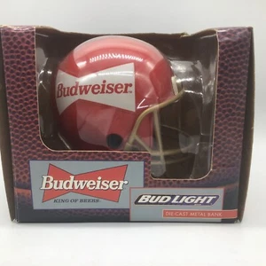 Vintage 1995 Budweiser Die-Cast Metal Football Helmet Coin Bank w/Key New In Box - Picture 1 of 8