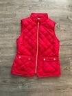 St. Johns Bay Vest Womens Small Red Quilted Gold Hardware 100% Polyester EUC