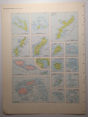 Vintage PACIFIC ISLANDS Atlas Map Print 1964 Encyclopedia Britannica World Atlas - Image 1 of 4