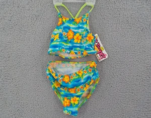 St. Tropez 2 Piece Bikini Girls SZ 16 Turquoise Floral See Measurement Pics NWT - Picture 1 of 13