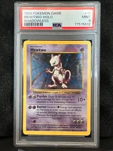 PSA 9 Mint 1999 Mewtwo Holo Shadowless Pokemon Card English Vintage Rare - Picture 1 of 3