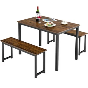 Topbuy 3pcs Dining Table Set for 4 Modern Industrial Counter Height Kitchen - Picture 1 of 16