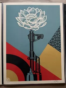 Shepard Fairey Obey AK-47 LOTUS Signed Numbered Screen Print RARE Lily AR-15 - Picture 1 of 5