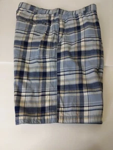 Pantalones cortos de algodón Timberland 38 azul blanco a cuadros delanteros planos para hombre - Imagen 1 de 9