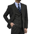 Mens 3 Piece Tweed Suit Vintage Groom Tuxedo Suit Blazer+Vest+Pant 42R 44R 46R