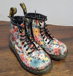 Doc Dr. Martens 1460 Wanderflower Toddler Boots Size 9 Canvas Zip-Up Combat Boot - Picture 1 of 9