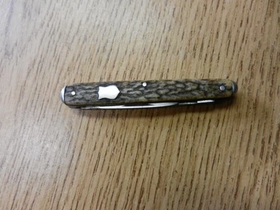 Cuchillo bolígrafo vintage Boker's Cutlery Alemania 2 hojas con asas de hueso 2 5/8" usado Foto 1 de 4