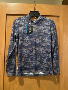 Salt Life Boy’s Navy/Gray Camo Fish SLX (Drifit) Hoodie NWT Size M - Picture 1 of 4