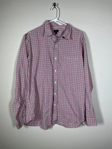 J Crew Herren LS rot grau kariert Knopfleiste Hemd XL 100% Baumwolle - Bild 1 von 5
