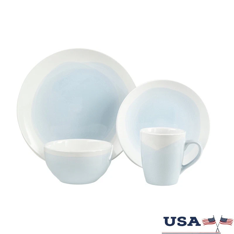 Elegante juego de vajilla de gres 16 piezas platos cuencos tazas microondas seguro comedor Foto 1 de 4