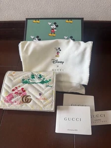 GUCCI Disney Portafoglio Bifold Topolino Minnie Bianco Pelle Trapuntata Autentico - Foto 1 di 7